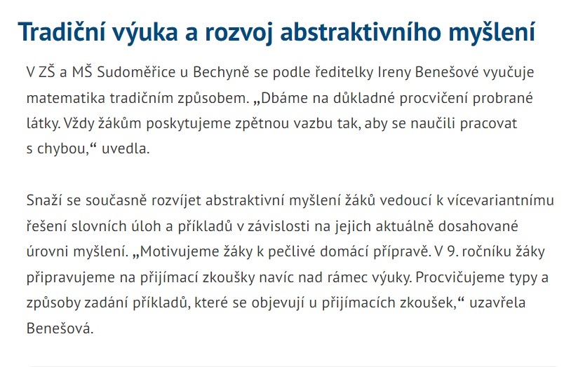 Úspěšnost žáků naší školy v přijímacích zkouškách na SŠ