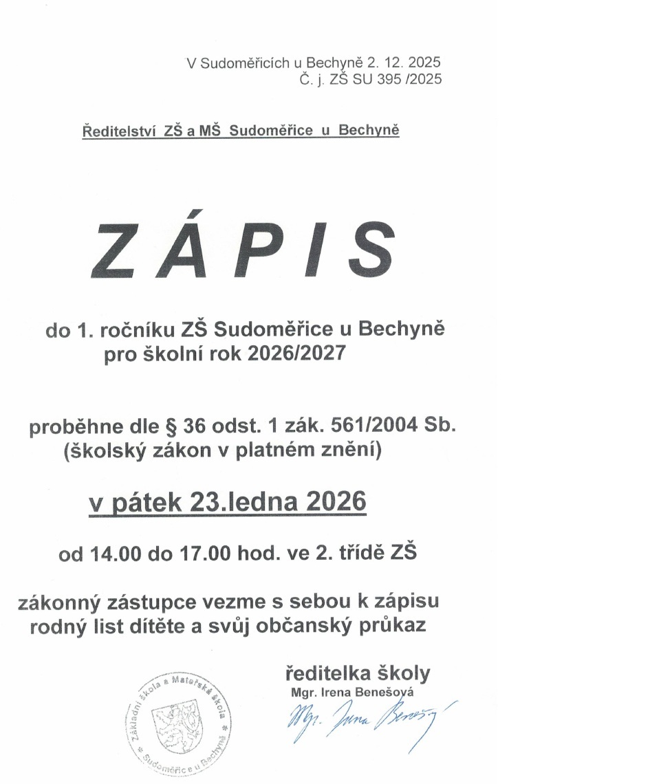 Zápis do 1. ročníku ZŠ